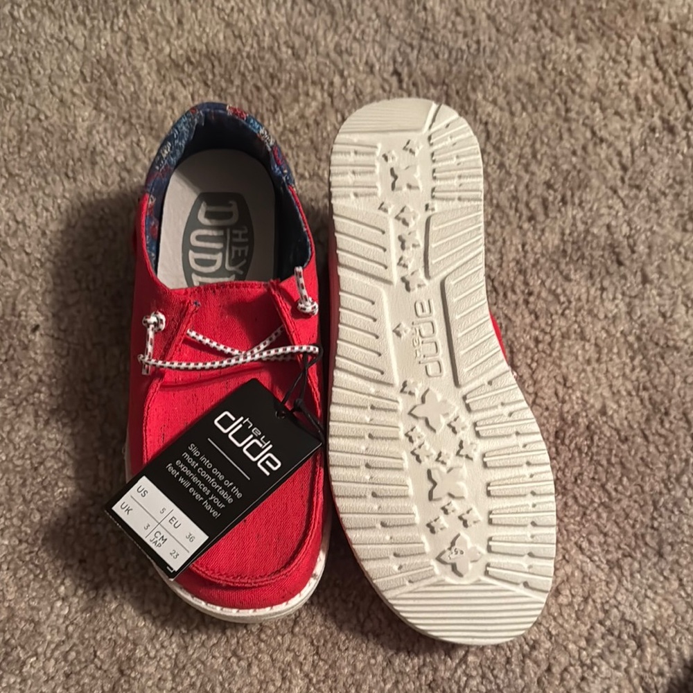 Hey Dude Kids Red Moccasins